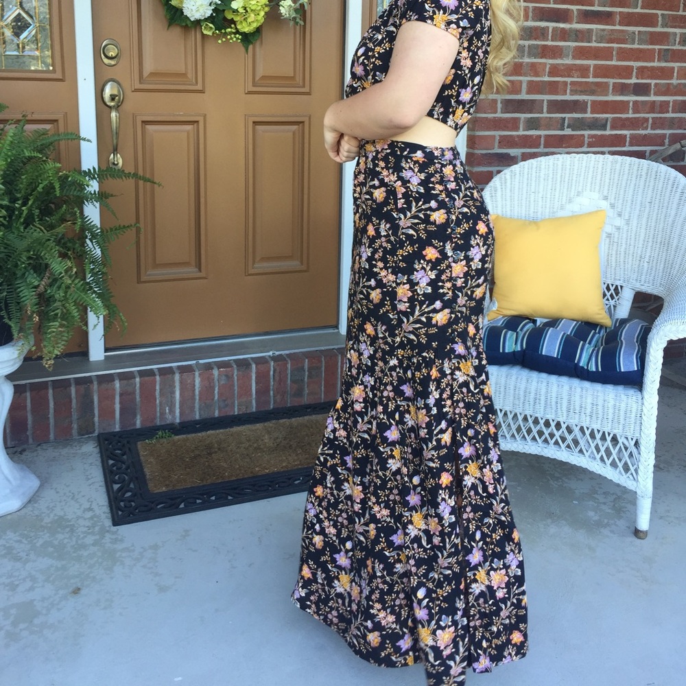 Floral American eagle maxi skirt